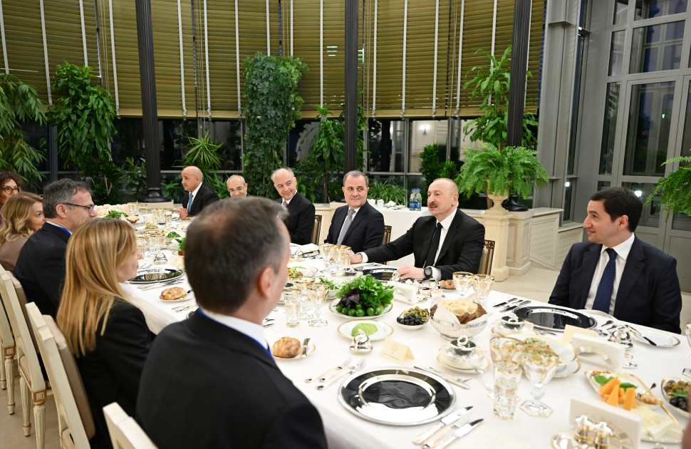 President Ilham Aliyev hosted working dinner in honor of President of Italian Council of Ministers (PHOTO)