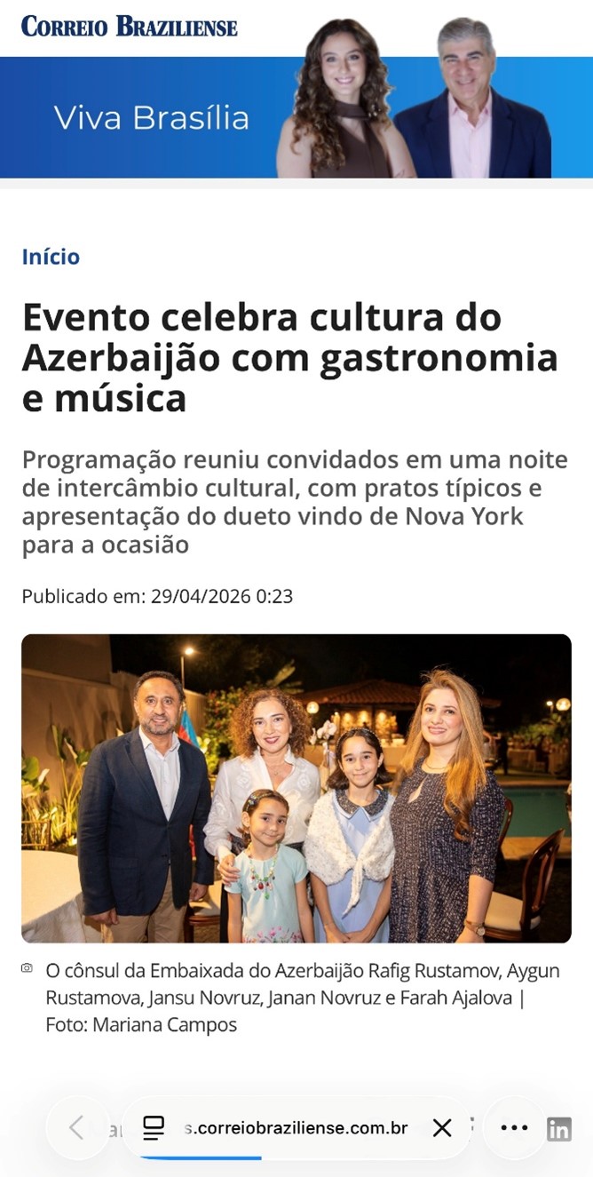 Brazilian media spotlights vibrant Azerbaijani Culture Day in Lago Sul (PHOTO)
