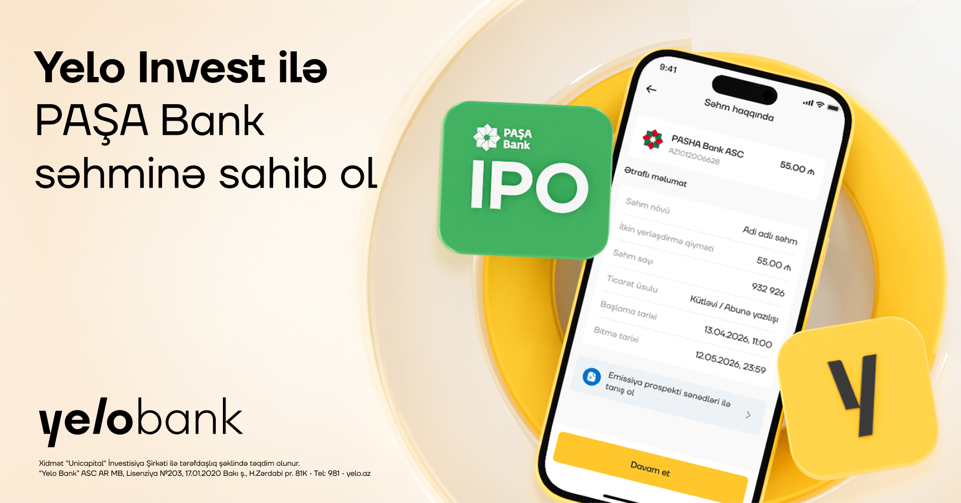 Become a shareholder of PASHA Bank with Yelo Invest
