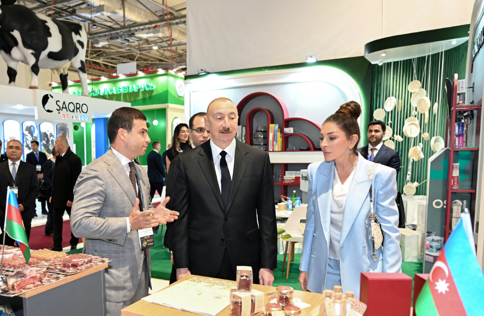 President Ilham Aliyev, First Lady Mehriban Aliyeva view 19th Caspian Agro Week and 31st Interfood Azerbaijan exhibitions (PHOTO)