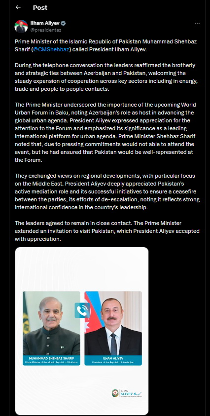 President Ilham Aliyev, Prime Minister of Pakistan hold phone conversation (PHOTO)
