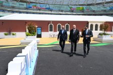 President Ilham Aliyev reviews preparations for WUF13 at Baku Olympic Stadium (PHOTO/VIDEO)