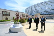 President Ilham Aliyev reviews preparations for WUF13 at Baku Olympic Stadium (PHOTO/VIDEO)