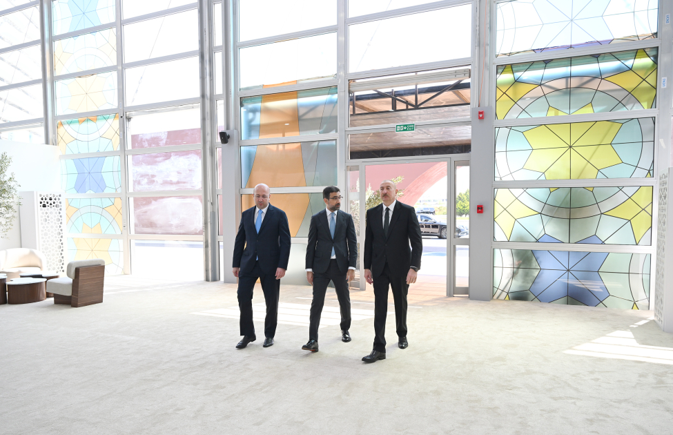 President Ilham Aliyev reviews preparations for WUF13 at Baku Olympic Stadium (PHOTO/VIDEO)