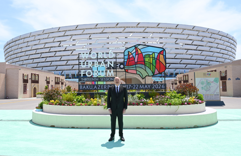 President Ilham Aliyev reviews preparations for WUF13 at Baku Olympic Stadium (PHOTO/VIDEO)