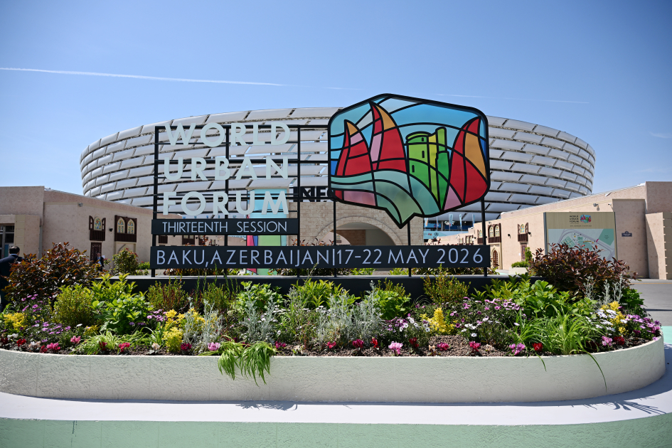 President Ilham Aliyev reviews preparations for WUF13 at Baku Olympic Stadium (PHOTO/VIDEO)