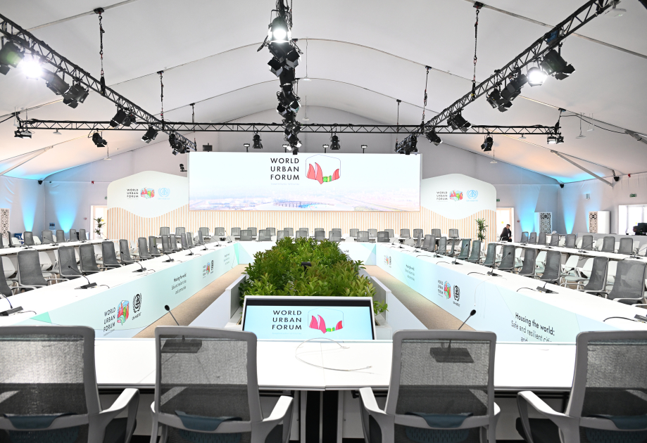 President Ilham Aliyev reviews preparations for WUF13 at Baku Olympic Stadium (PHOTO/VIDEO)