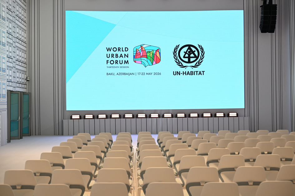 President Ilham Aliyev reviews preparations for WUF13 at Baku Olympic Stadium (PHOTO/VIDEO)