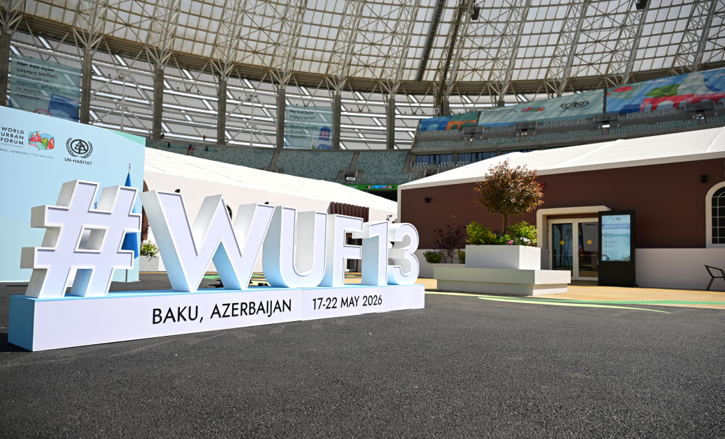 President Ilham Aliyev reviews preparations for WUF13 at Baku Olympic Stadium (PHOTO/VIDEO)