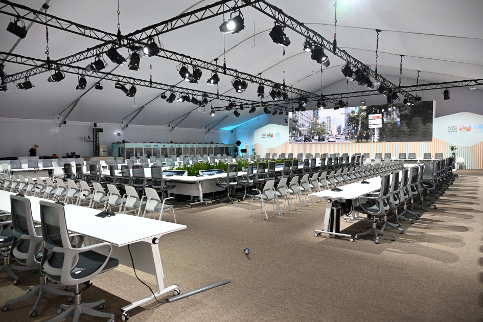 President Ilham Aliyev reviews preparations for WUF13 at Baku Olympic Stadium (PHOTO/VIDEO)