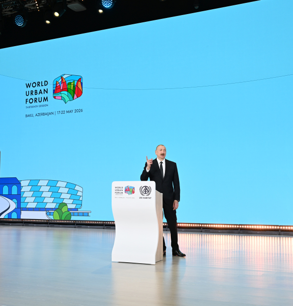 President Ilham Aliyev reviews preparations for WUF13 at Baku Olympic Stadium (PHOTO/VIDEO)
