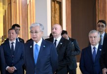 President Ilham Aliyev and other participants of OTS informal summit tour cultural sites in Turkistan (PHOTO)