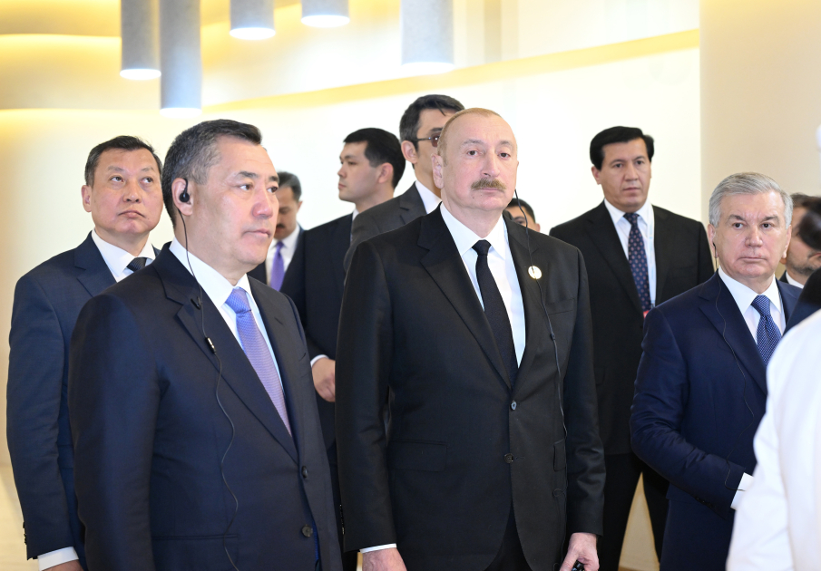 President Ilham Aliyev and other participants of OTS informal summit tour cultural sites in Turkistan (PHOTO)