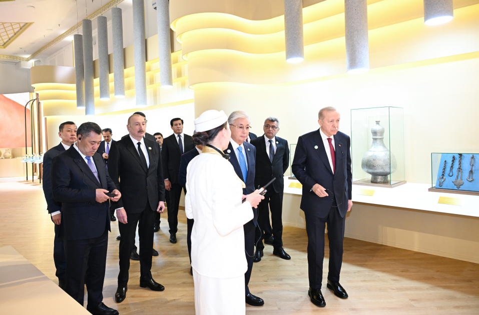 President Ilham Aliyev and other participants of OTS informal summit tour cultural sites in Turkistan (PHOTO)