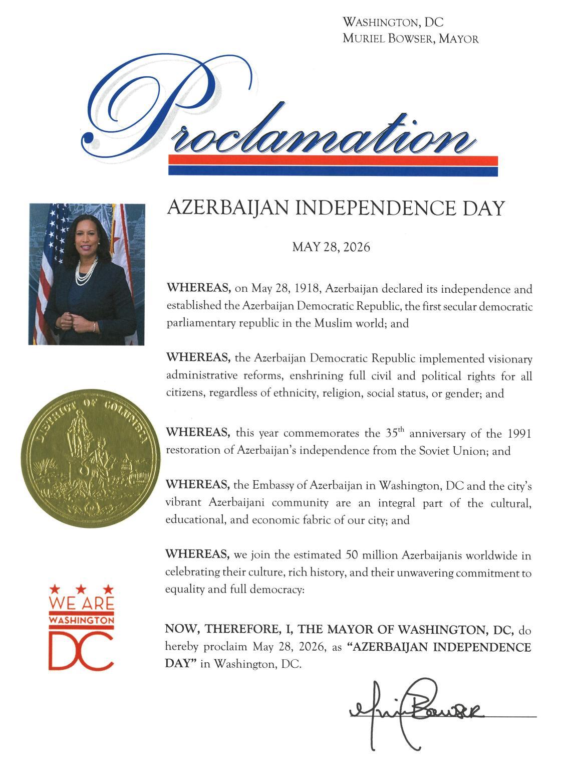 Several U.S. cities adopt proclamations to mark 28 May - Azerbaijani Independence Day (PHOTO)