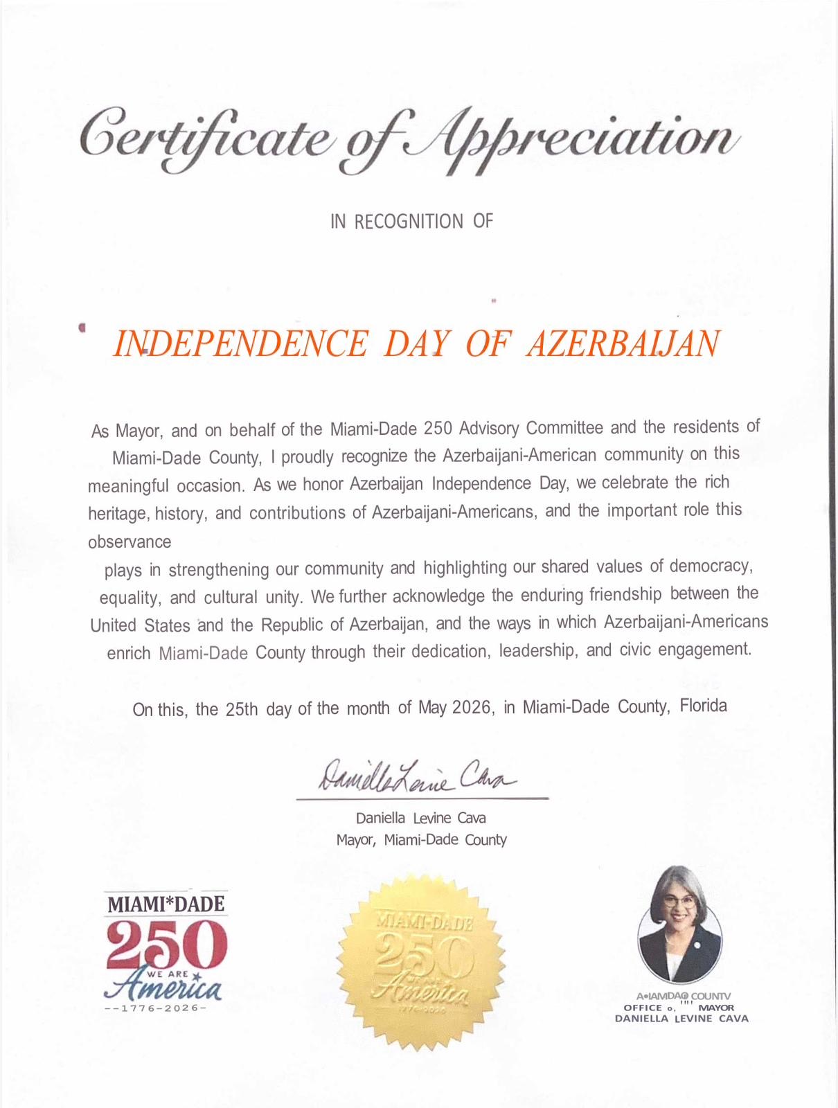Several U.S. cities adopt proclamations to mark 28 May - Azerbaijani Independence Day (PHOTO)