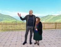 President Ilham Aliyev inspects progress of developments in Boyuk Galaderesi village of Shusha and meets with residents (PHOTO/VIDEO)