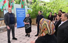 President Ilham Aliyev inspects progress of developments in Boyuk Galaderesi village of Shusha and meets with residents (PHOTO/VIDEO)