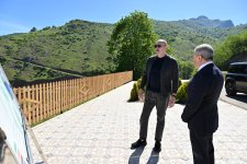 President Ilham Aliyev inspects progress of developments in Boyuk Galaderesi village of Shusha and meets with residents (PHOTO/VIDEO)
