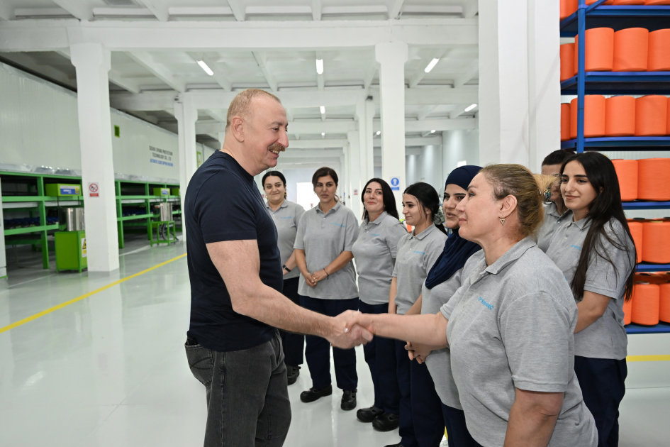 President Ilham Aliyev attends inauguration of work gloves manufacturing enterprise in Khankendi (PHOTO)