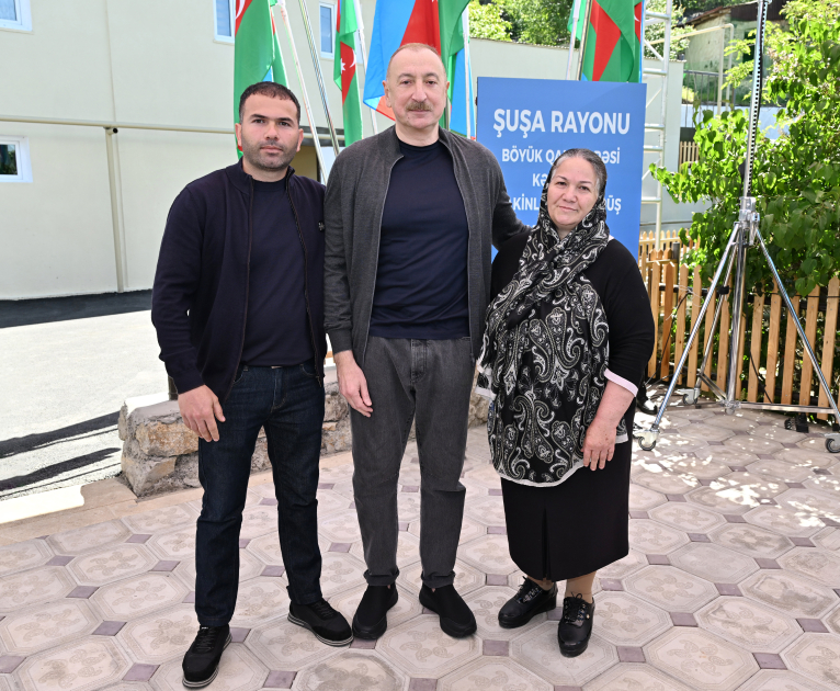 President Ilham Aliyev inspects progress of developments in Boyuk Galaderesi village of Shusha and meets with residents (PHOTO/VIDEO)