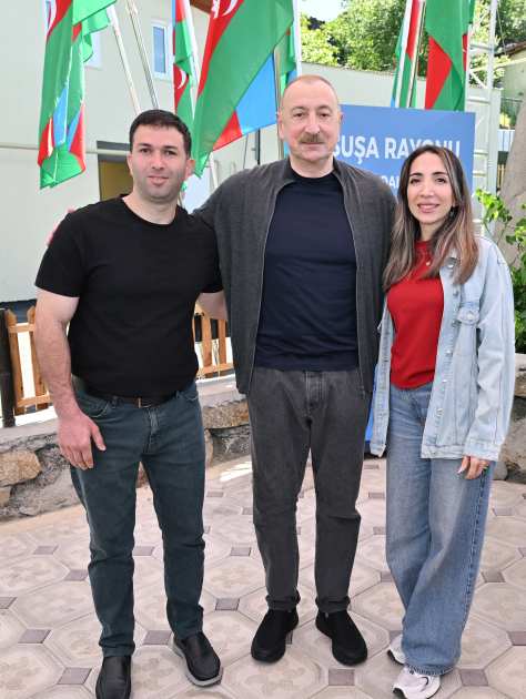 President Ilham Aliyev inspects progress of developments in Boyuk Galaderesi village of Shusha and meets with residents (PHOTO/VIDEO)
