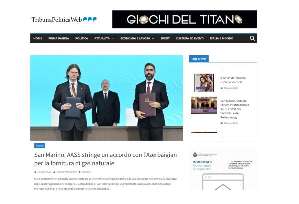 San Marino press highlights importance of direct gas supplies from Azerbaijan