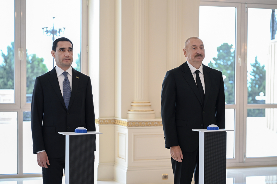 President Ilham Aliyev and President of Turkmenistan attend ceremony of presenting “Dostlug” tanker held in online format (PHOTO)