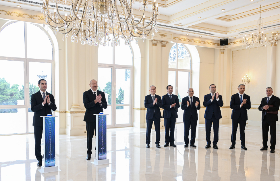 President Ilham Aliyev and President of Turkmenistan attend ceremony of presenting “Dostlug” tanker held in online format (PHOTO)
