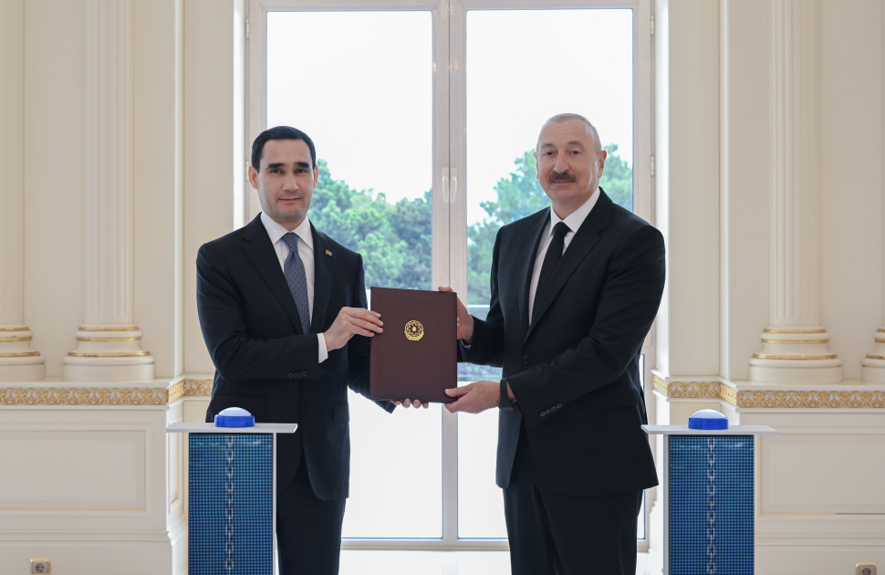President Ilham Aliyev and President of Turkmenistan attend ceremony of presenting “Dostlug” tanker held in online format (PHOTO)