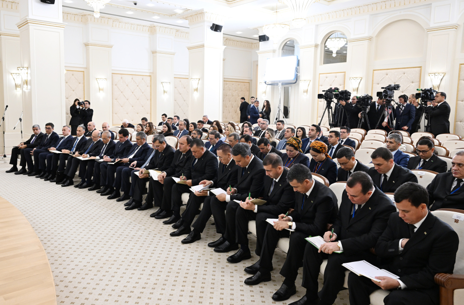 Presidents Ilham Aliyev and President of Turkmenistan delivered press statements (PHOTO)