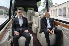 President Ilham Aliyev and President Serdar Berdimuhamedov view bullet-riddled busts of Azerbaijan’s prominent figures in Shusha (PHOTO)