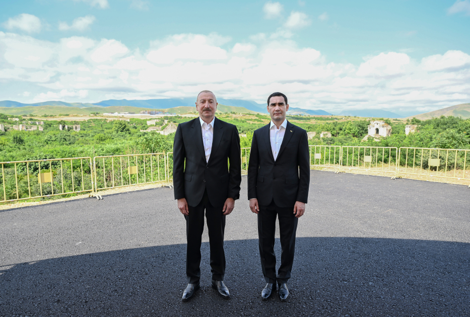 President Ilham Aliyev and President of Turkmenistan visit destroyed sites in Fuzuli city (PHOTO)