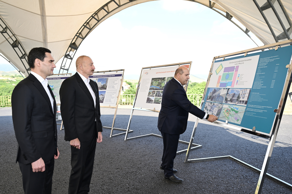 President Ilham Aliyev and President of Turkmenistan visit destroyed sites in Fuzuli city (PHOTO)