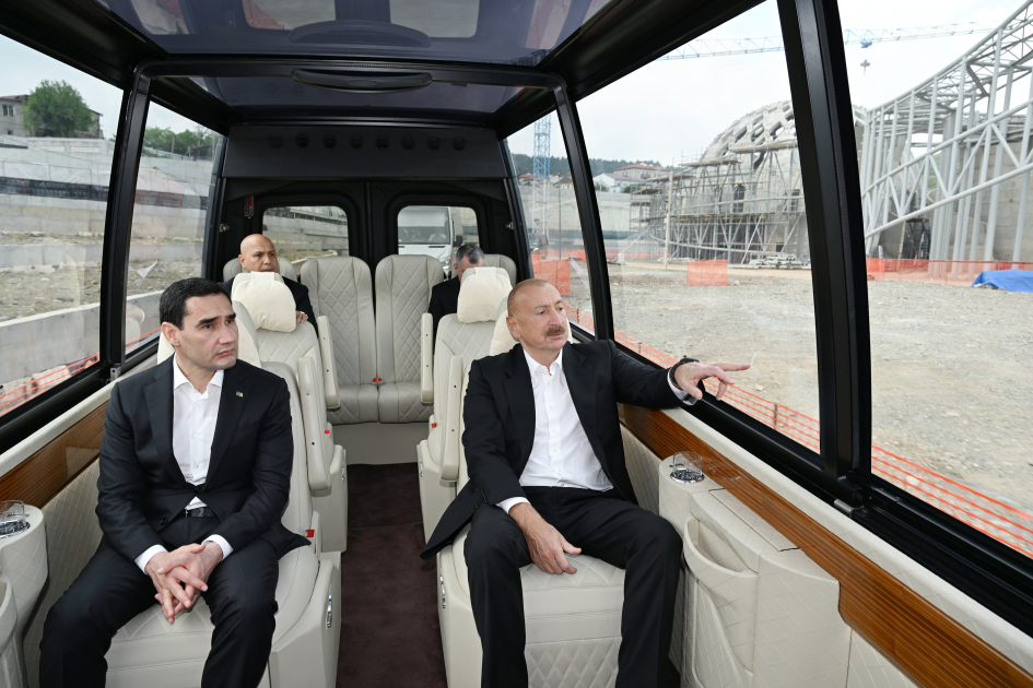 President Ilham Aliyev and President Serdar Berdimuhamedov visit construction site of Shusha Mosque (PHOTO)