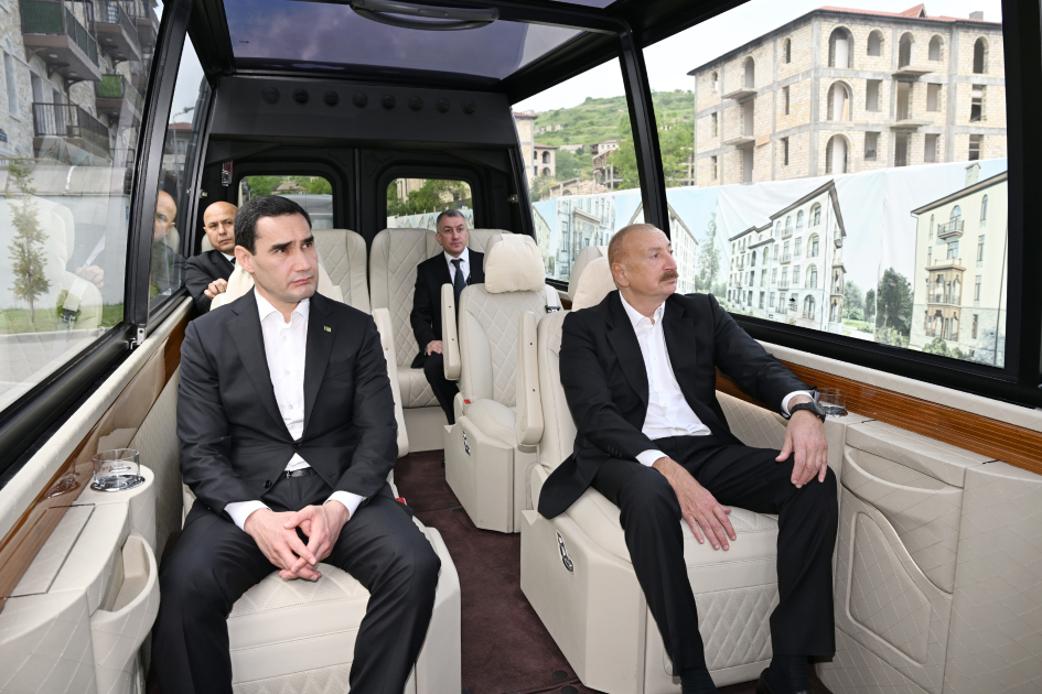 President Ilham Aliyev and President Serdar Berdimuhamedov visit construction site of Shusha Mosque (PHOTO)