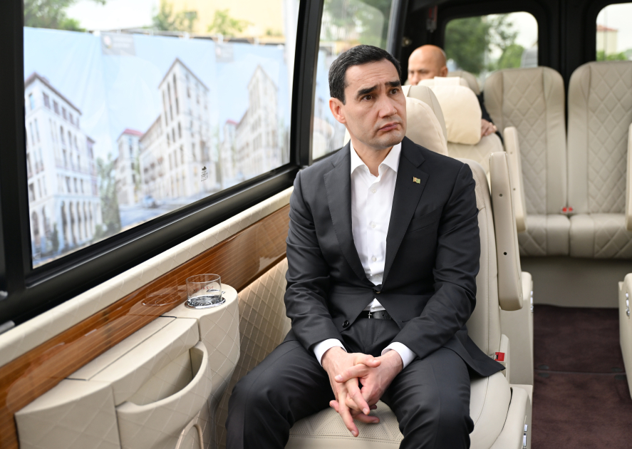 President Ilham Aliyev and President Serdar Berdimuhamedov visit construction site of Shusha Mosque (PHOTO)