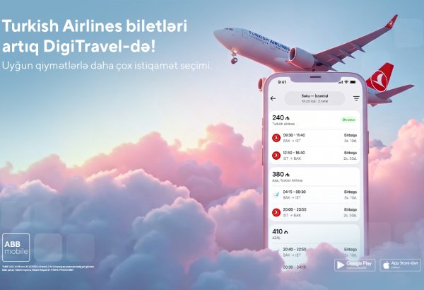 Tickets for Turkish Airlines and other airlines are now available with DigiTravel in the ABB mobile app!