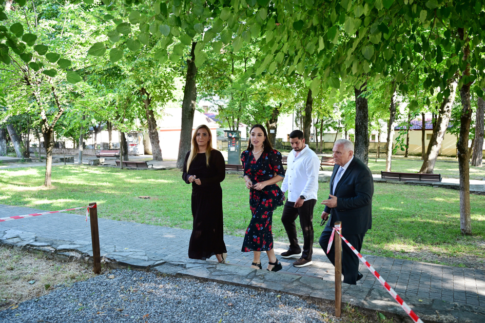 Heydar Aliyev Foundation VP Leyla Aliyeva reviews restoration and reconstruction works at Muhammad Fuzuli Park in Sheki (PHOTO)