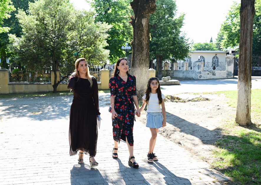 Heydar Aliyev Foundation VP Leyla Aliyeva reviews restoration and reconstruction works at Muhammad Fuzuli Park in Sheki (PHOTO)