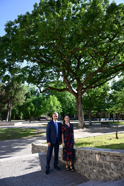 Heydar Aliyev Foundation VP Leyla Aliyeva reviews restoration and reconstruction works at Muhammad Fuzuli Park in Sheki (PHOTO)