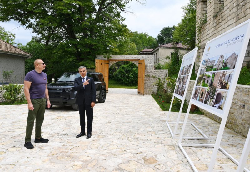 President Ilham Aliyev reviewed new buildings of “Yasaman” Hotel in Shusha