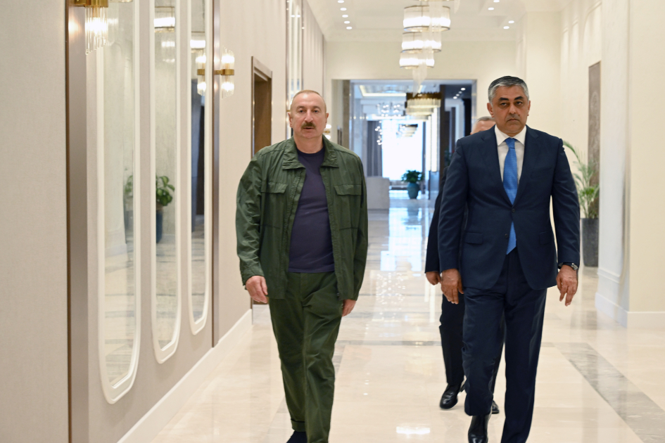 President Ilham Aliyev attends opening of Khankendi Hotel (PHOTO)