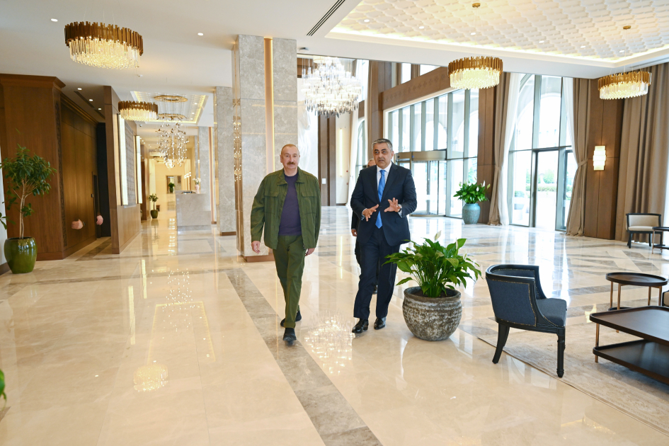 President Ilham Aliyev attends opening of Khankendi Hotel (PHOTO)
