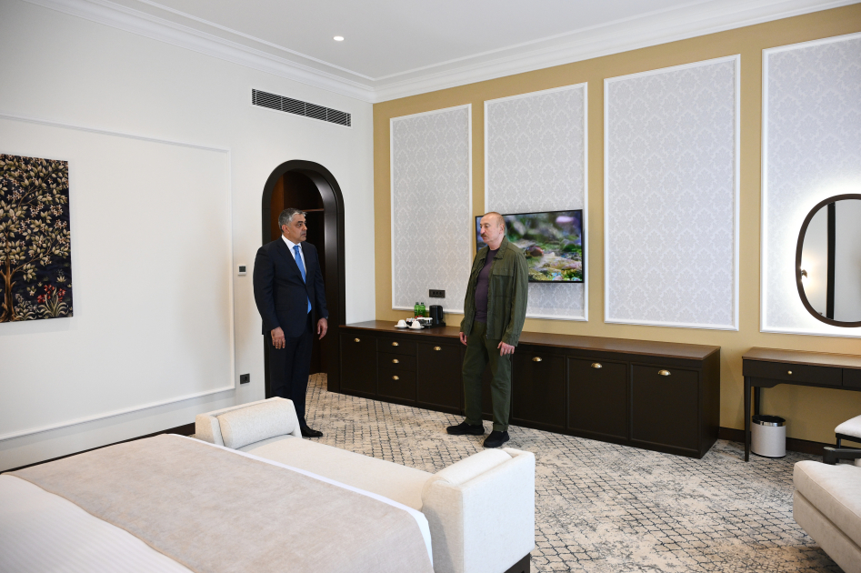 President Ilham Aliyev attends opening of Khankendi Hotel (PHOTO)
