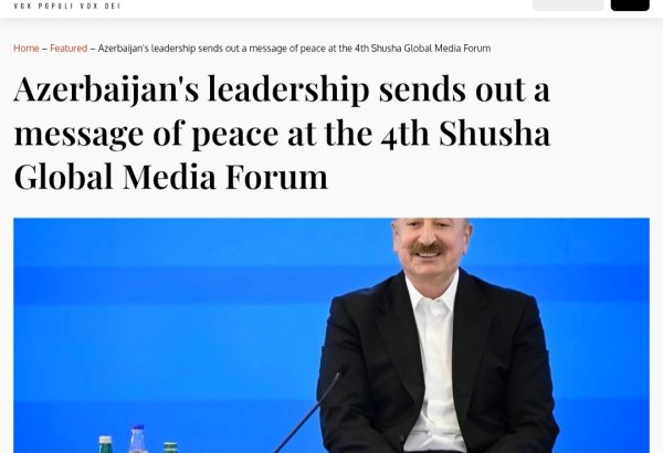The Liberum spotlights President Ilham Aliyev’s peace message from Shusha
