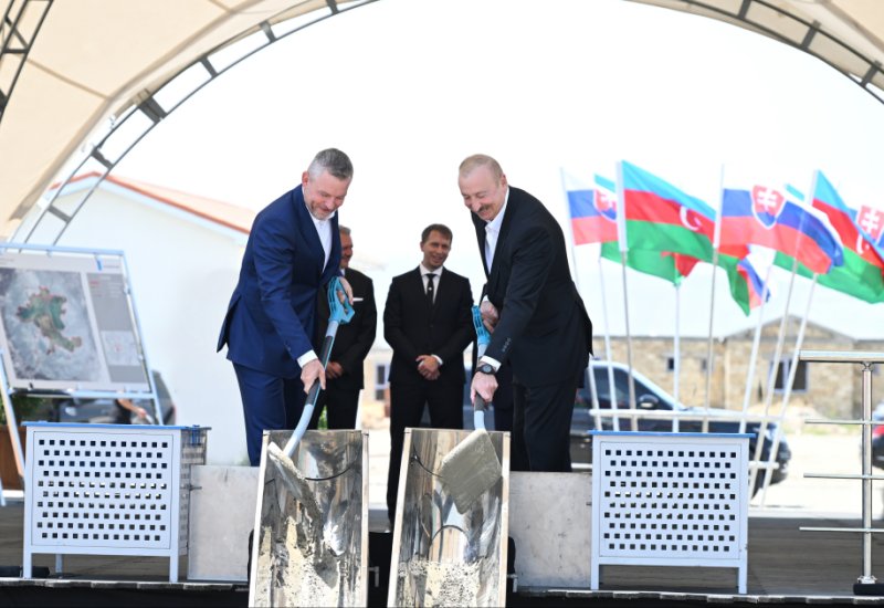 President Ilham Aliyev, President of Slovakia review construction progress in Bash Garvand village of Aghdam district (PHOTO)