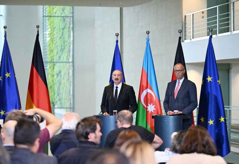 President Ilham Aliyev and Federal Chancellor Friedrich Merz make press statements (PHOTO)