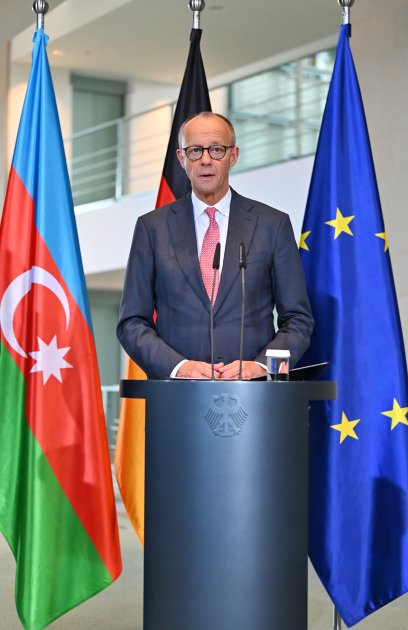 President Ilham Aliyev and Federal Chancellor Friedrich Merz make press statements (PHOTO)