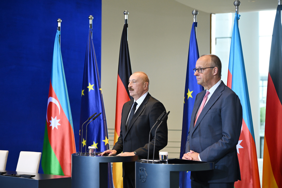 President Ilham Aliyev and Federal Chancellor Friedrich Merz make press statements (PHOTO)